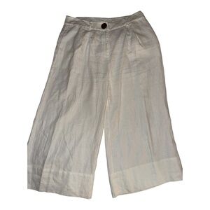 Soft Surroundings White Super Wide Legs Linen Pants 14 Palazzo